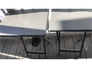 Two Collapsible Gray Painted Tables