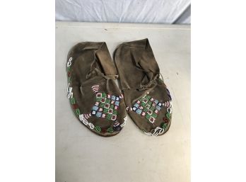 Leather & Beaded Shoes- 10.5'l