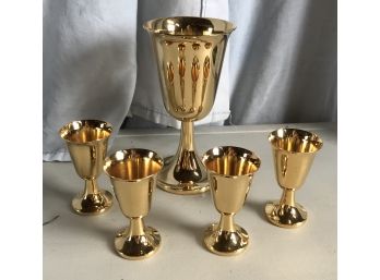 Commonwealth Silver Inc. Four Shooters & One Goblet All Electroplated With 24kt Gold