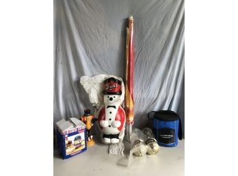 Advertisement Lot - Boston Red Sox Figurine, Mr Peanut, Four Stroh's Snowmen, Two Michelob Faux Sconces & More