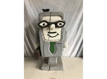 'Computer Mac Man' Carved & Painted