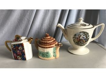 Three Tea Pots - Ceramic And Porcelain