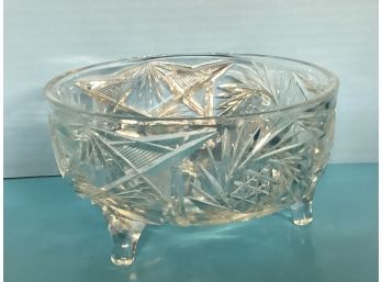 Vintage Footed Etched Crystal Bowl