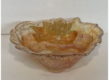 Vintage Footed Marigold Carnival Glass Bowl