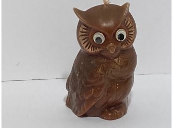 Large Brown Googly Eyes Owl Candle