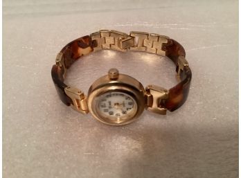 Vintage Simulated Tortoise Shell Ladies Wrist Watch (Needs Battery)