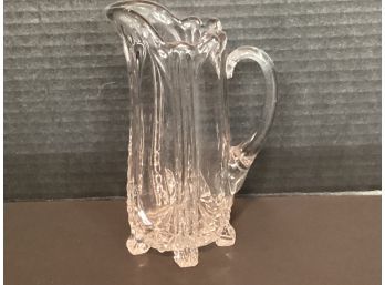 Vintage Crystal Footed Ribbed Pitcher  ( 7 1/4 Inches Height)