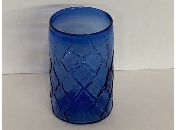 Vintage Blue Depression Era Vase (6  Inches In Height)