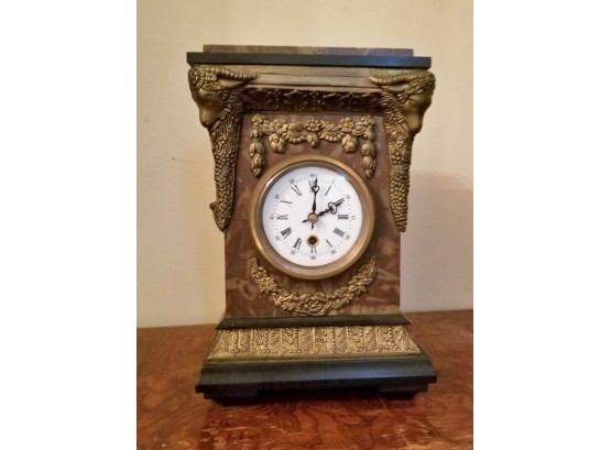 Exquisite Marble And Brass Mantle Clock