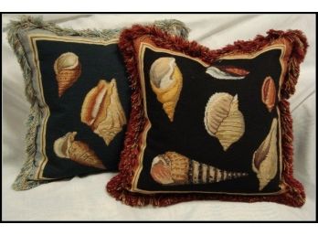 Handmade Needlepoint Seashell Pillows