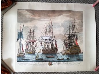 Handcolored European Nautical Print