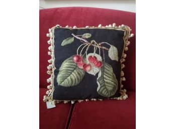 Tapestry Pillow With Cherries