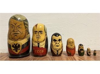 Vintage Wooden Historical Russian Leaders Nesting Doll Set