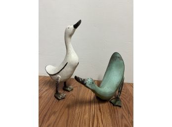 Pair Of Antique Yard / Garden Decor Ducks