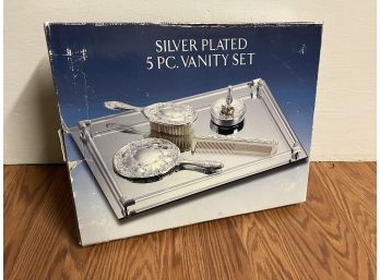 5 Piece Silver Plated Vanity Set