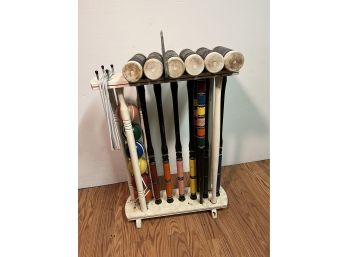 Vintage Croquet Set With Stand