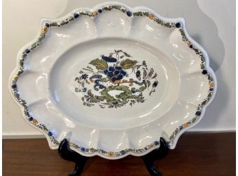 Lovely Scalloped Edge Dish With Pretty Asian Floral Design