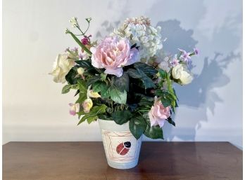 Ladybug Vase With Pretty Faux Flowers