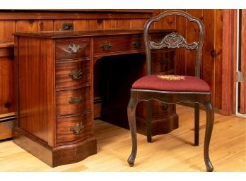 Mahogany Knee Hole Desk With Compatible Chair