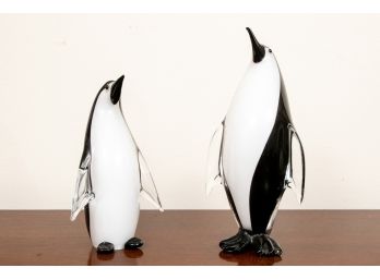 Two 20th Mid Century Murano Art Glass Penguins