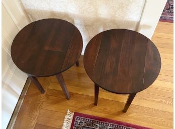 Pair Of Wooden Drop Leaf Side Tables