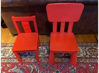 Pair Of Red Childrens Chairs