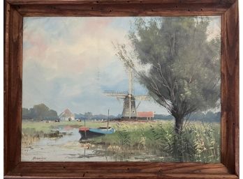 Artist Signed Dutch Landscape Painting