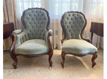 Pair Of Vintage French Louis XV Carved Accent Chairs