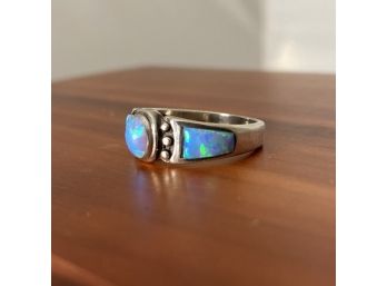 Fiery Opal And Moonstone Ring In Sterling Silver