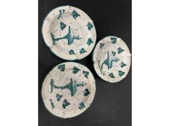 Set Of 3 Small Plates - Hand Painted In Italy