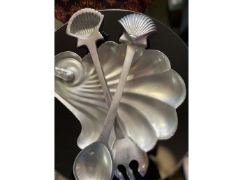 Sea Shell Serving Spoons And Platter W Handle