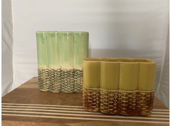 McCoy Vintage Vases In Yellow And Green