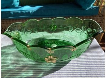 Large Green Glass Fruit Bowl