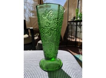 Green Glass Vase With Grapes