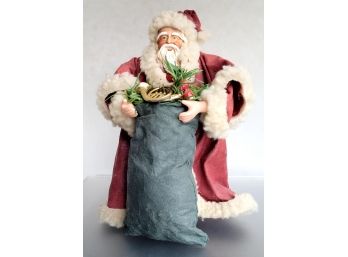 Russ Berrie Vintage Fabric Mache Santa Figurine