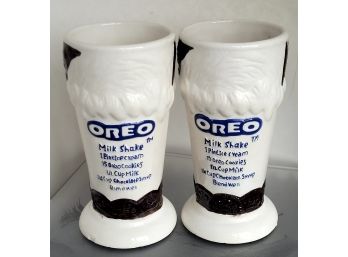 A Pair Of Collectible Oreo Cookie  Milk Shake Tall Ceramic Mugs Cups