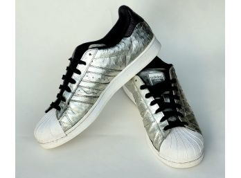 Original Superstar Silver Foil Ostrich Pattern Men's Adidas Athletic Sneaker Shoes