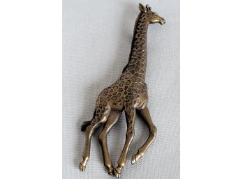 Signed JJ Jonette Brass Tone 1980's Giraffe Brooch