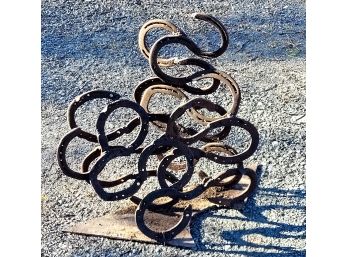 Gorgeous Abstract Artist Welded Outdoor Horse Shoe Sculpture - One Of A Kind