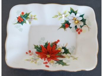 Vintage Royal Albert Bone China Holiday Yuletide Pattern Trinket Or Candy Dish