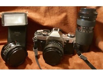 CANON AE 1 Camera, VIVITAR ZOOM, & Lenses