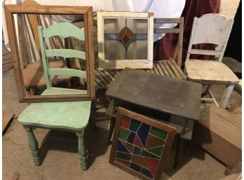 Stained Glass Lot W/Chairs