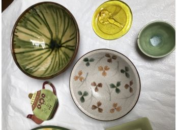 GREEN Plates And Complimentary Pottery