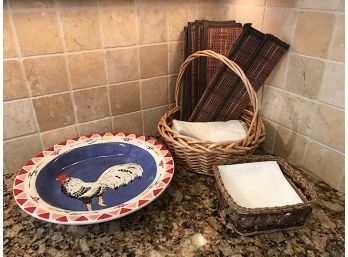 Round Rooster Bowl  Bamboo Placemats And More