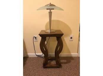 Wood Table And Touch Lamp