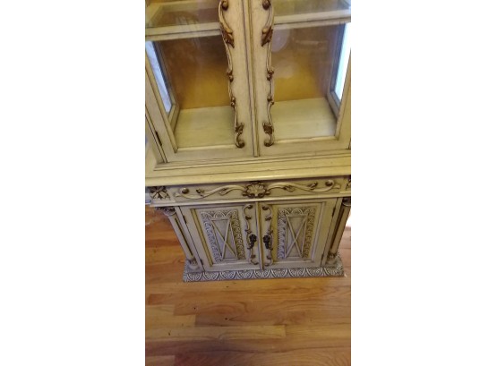 Ornate Italian Wood Cabinet Hutch With Light  Lot 2