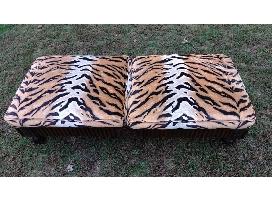 Rare Ralph Lauren Bench With Crushed Velvet Animal Print Cushions.  Down Stuffing.