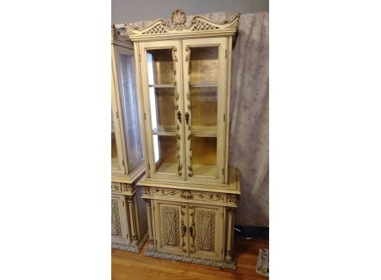 Ornate Italian Wood Cabinet Hutch With Light  Lot 1