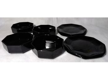 Black Octagonal Plates And Bowls