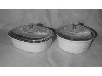 2 Corning Ware Casserole Dishes With Lids